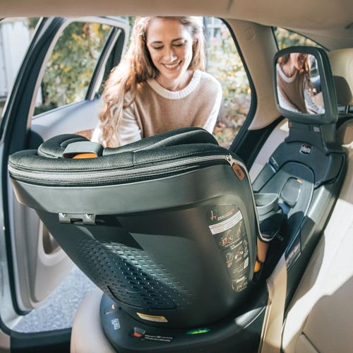 כיסא בטיחות מסתובב פיט360 זיפ קלירטקס ClearTex ZIP עם מנגנון התקנה LeverLock ומראה - שחור JET