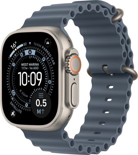 שעון חכם Apple Watch 49mm Ultra 3 GPS + Cellular צבע שעון Natural Titanium צבע רצועה Anchor Blue Ocean Band גודל רצועה One Size