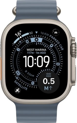 שעון חכם Apple Watch 49mm Ultra 3 GPS + Cellular צבע שעון Natural Titanium צבע רצועה Anchor Blue Ocean Band גודל רצועה One Size