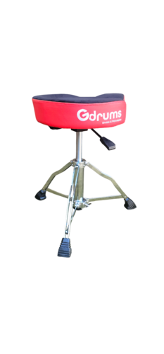 כסא תופים הידראולי עם מושב אופנוע מפנק HDT-550 שחור אדום מבית GDRUMS