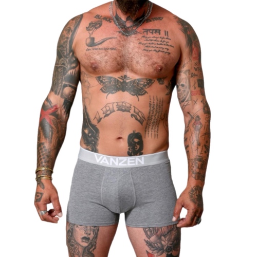 שלישיית בוקסרים אפור שחור לבן VANZEN מידות S-XXL לגברים