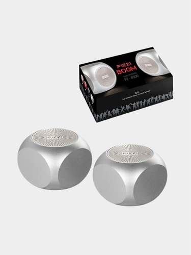  פיצי בום PiZZi Boom זוג רמקולים Bluetooth עוצמתי 2x5W במיוחד בצבע כסף