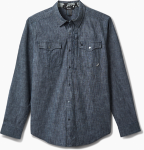 חולצה מכופתרת דגם VICTOR L/S SHIRT GREY BLUE DK WASH