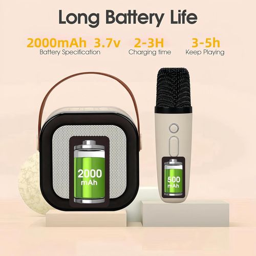 ערכת מיני קריוקי ביתית משולבת – רמקול עוצמתי ומיקרופון אלחוטי (כחול)