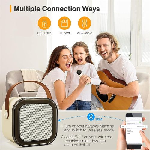 ערכת מיני קריוקי ביתית משולבת – רמקול עוצמתי ומיקרופון אלחוטי (כחול)