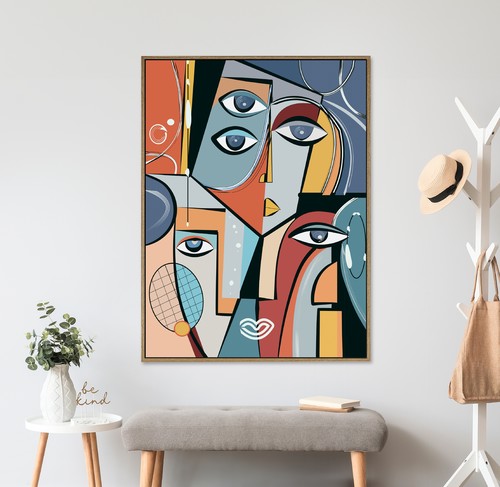 תמונת קטיפה מעוצבת – Cubist Dream – מסגרת עץ