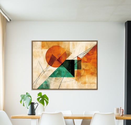 תמונת קטיפה מעוצבת – Geometric Sunset – מסגרת עץ