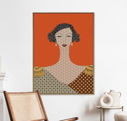 תמונת קטיפה מעוצבת – Vintage Glamour Portrait – מסגרת עץ