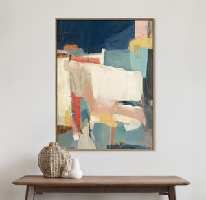 תמונת קטיפה מעוצבת – Abstract Coastal Layers – מסגרת עץ