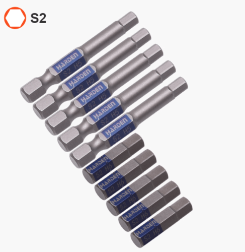 סט 10 ביטים למברג Hex H6 באורך 50 מ
