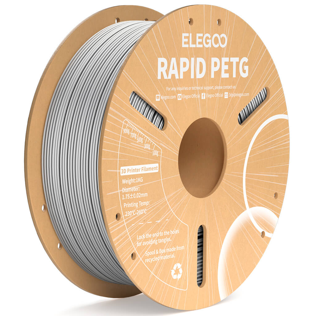 פילמנט PETG אפור להדפסה מהירה 1 ק"ג 1.75 מ"מ- ELEGOO Rapid PETG Grey