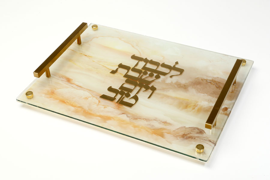 מגש שבת אקריליק בגוון שיש
