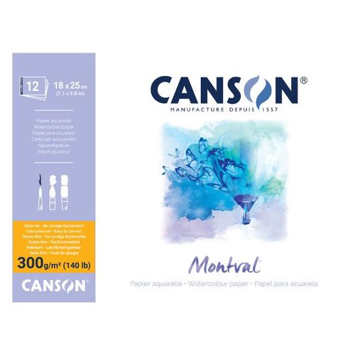 בלוק אקוורל 300 גר' 12 דף Canson Montval 18/25