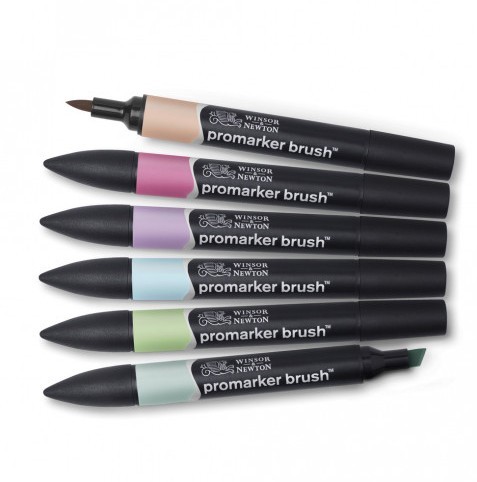 סט של 6 פרומרקר בראש לאיור  Promarker  BRUSH (PASTEL TONES)