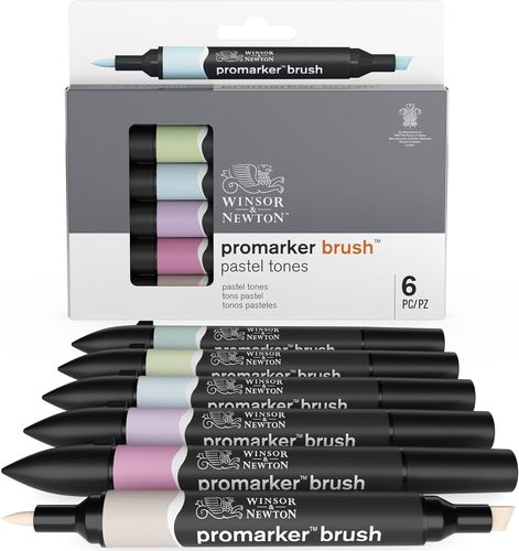 סט של 6 פרומרקר בראש לאיור  Promarker  BRUSH (PASTEL TONES)