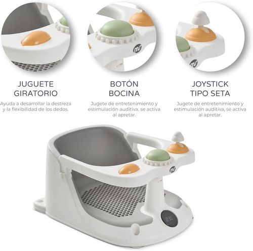 טבעת אמבט נפתחת עם מד טמפרטורה דיגיטלי וצעצועים - ורוד