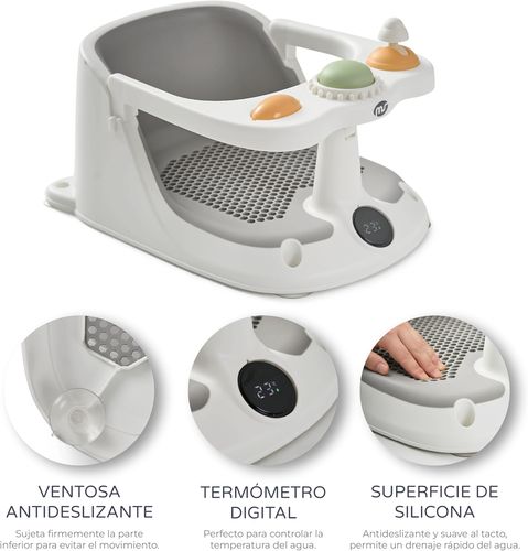 טבעת אמבט נפתחת עם מד טמפרטורה דיגיטלי וצעצועים - קרם