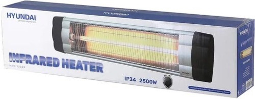 תנור קוורץ לתלייה 2500W עמיד IP34 מבית Hyundai