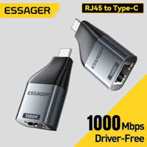 כרטיס רשת ESSAGER USB-C to RJ45 up to 1GB 