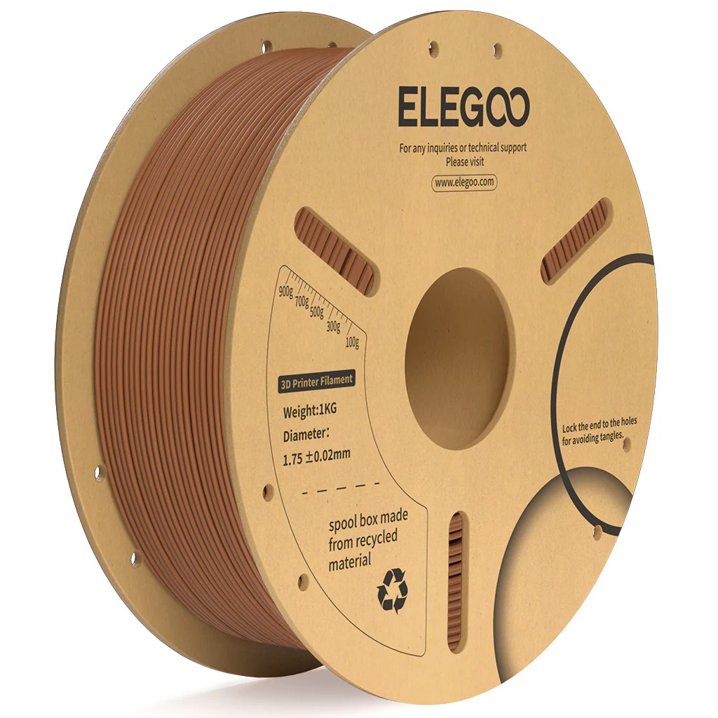 פילמנט +PLA חום 1 ק"ג 1.75 מ"מ - ELEGOO PLA+ Brown
