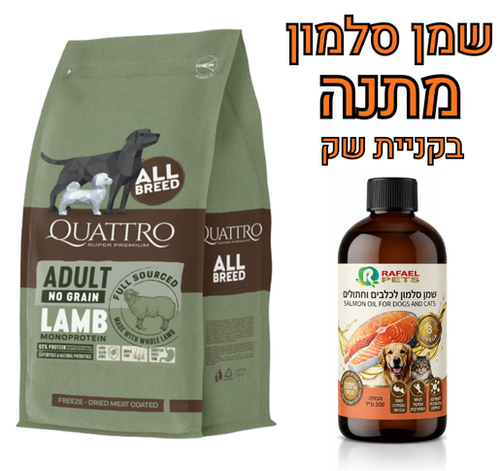 קוואטרו היפואלרגני ללא דגנים כבש 3 ק