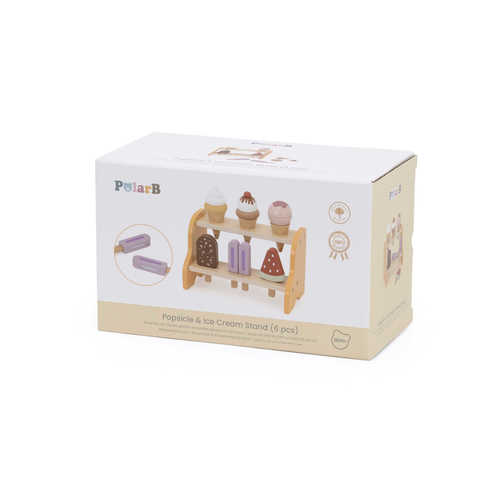 ערכת משחק דוכן גלידה מעץ 7 חלקים (פולאר בי)