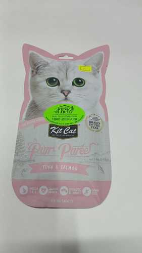 kit cat purr puree מעדן שלוק טונה וסלמון לחתולים 4 יחידות של 15 גרם ( סה