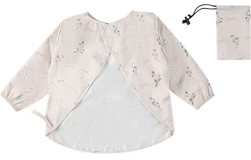 סינר שרוולים דוחה נוזלים עם נרתיק נשיאה לאוכל וליצירה מקולקציית Wonderland - ורוד פרחים