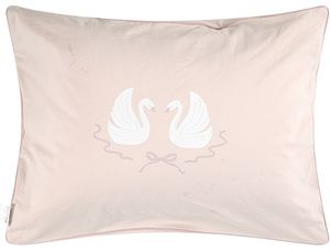 ציפית מעוצבת לכרית תינוק / פעוט 50X40 ס"מ מקולקציית Wounderland - ורוד ברבורים