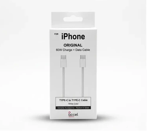 כבל טעינה והעברת נתונים Apple 60W USB-C MW493ZM/A אפל מקורי יבוא מקביל
