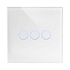 מתג טאץ' חכם לתאורה 3 לחצנים זכוכית לבנה WIFI 60mm Nisko 
