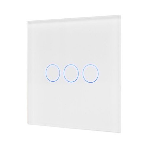 מתג טאץ' חכם לתאורה 3 לחצנים זכוכית לבנה WIFI 60mm Nisko 
