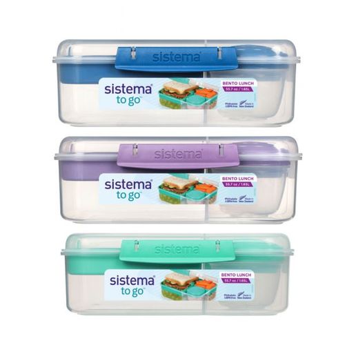 קופסת אוכל מלבנית מחולקת+מיכל תוספת 1.65 ליטר SISTEMA