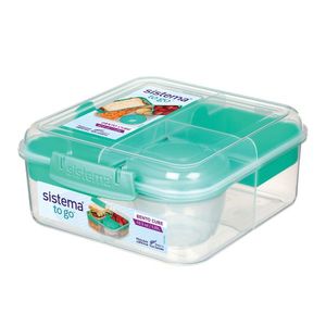 קופסת אוכל מרובעת מחולקת+מיכל תוספת 1.25 ליטר SISTEMA