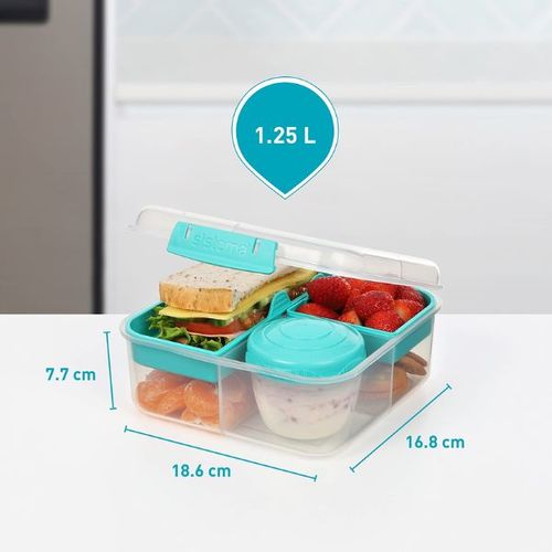 קופסת אוכל מרובעת מחולקת+מיכל תוספת 1.25 ליטר SISTEMA