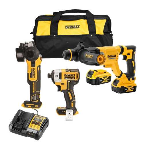 סט 3 כלים + 2 סוללות 5 אמפר ומטען DE9885 