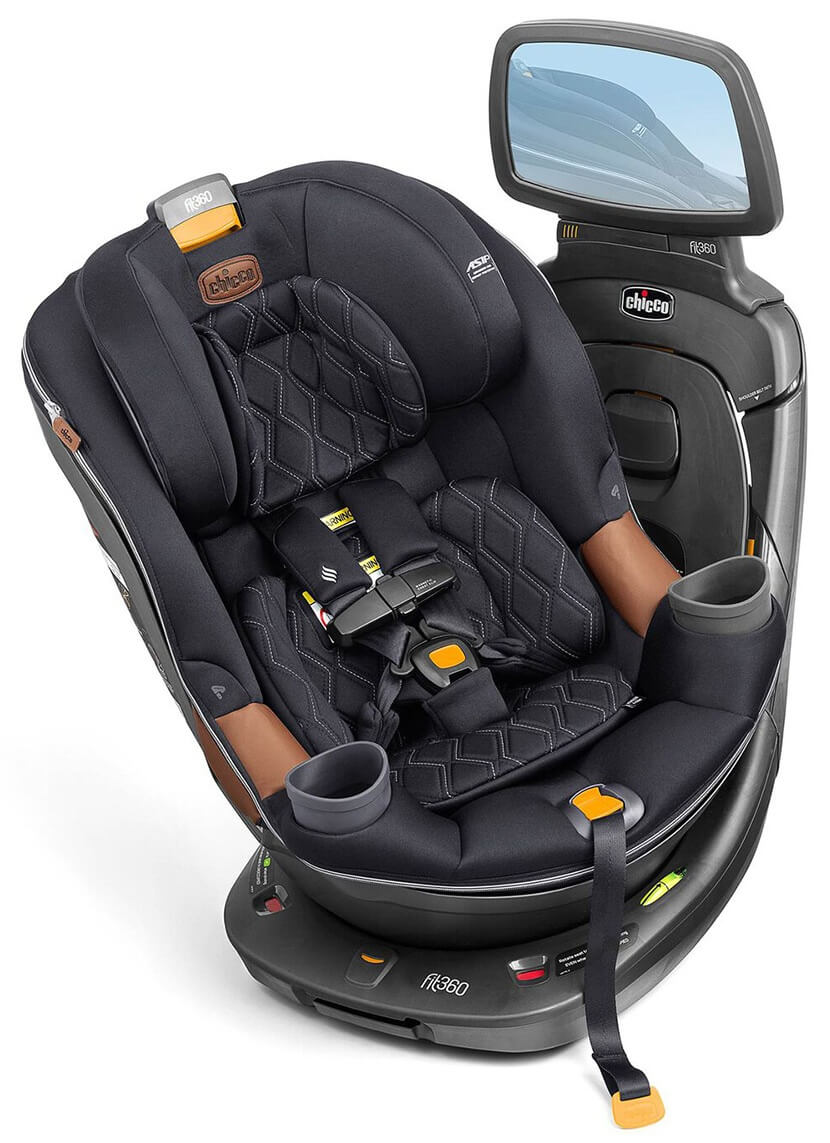 כיסא בטיחות מסתובב פיט 360 זיפ קלירטקס ClearTex ZIP עם מנגנון התקנה LeverLock ומראה - שחור JET צ