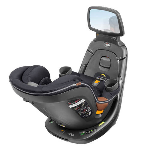 כיסא בטיחות מסתובב פיט 360 זיפ קלירטקס ClearTex ZIP עם מנגנון התקנה LeverLock ומראה - שחור JET צ'יקו