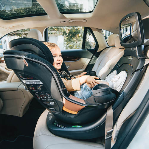 כיסא בטיחות מסתובב פיט 360 זיפ קלירטקס ClearTex ZIP עם מנגנון התקנה LeverLock ומראה - שחור JET צ'יקו