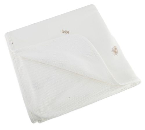 שמיכת תינוק קיצית ודו-צדדית גדולה 100% כותנה 85X115 - שמנת מודפס