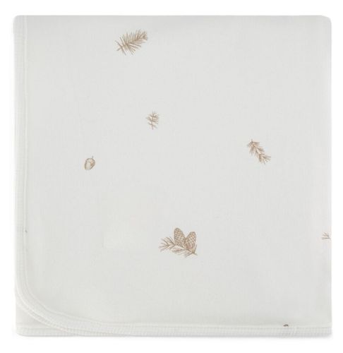 שמיכת תינוק קיצית ודו-צדדית גדולה 100% כותנה 85X115 - שמנת מודפס