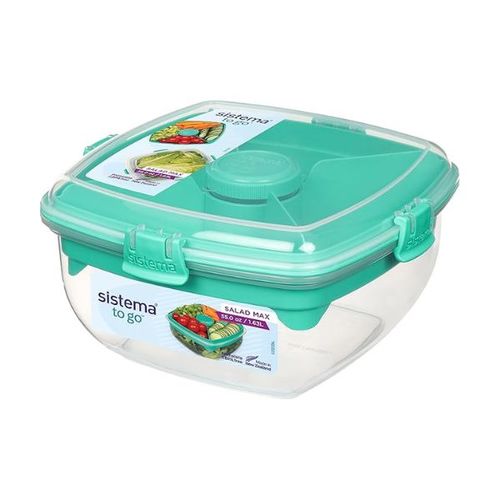 קופסה לסלט +תא הפרדה ומיכל רוטב 1.6 ליטר SISTEMA