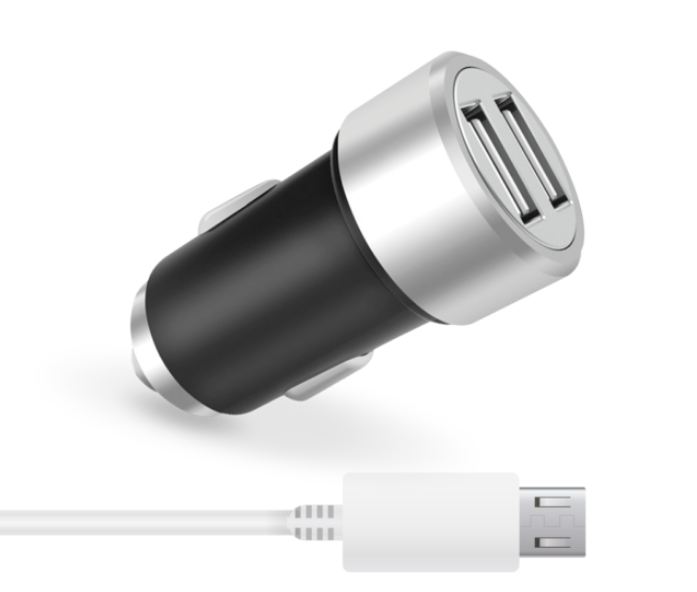 מטען מהיר לרכב 3.1A עם 2 יציאות USB + כבל MICRO