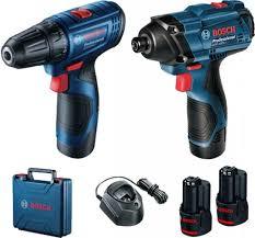 סט מברגה / מקדחה + אימפקט בוש BOSCH GDR+GSR 120-LI בוש כולל 2 סוללות ליתיום 12V 1.5Ah, מטען ומזוודה
