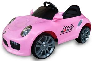 מכונית ממונעת 6V בדמות פורש 991 עם אפקטים, אורות ושלט רחוק עם כפתור עצירת חרום - ורוד