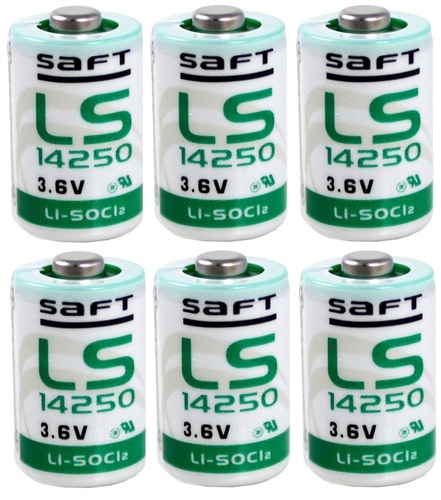 6 סוללות ליטיום LITHIUM דגם 14250 גודל 1/2AA מתח 3.6V