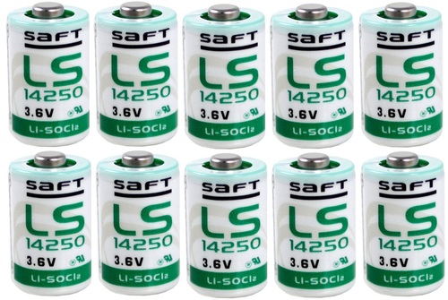10 סוללות ליטיום LITHIUM דגם 14250 גודל 1/2AA מתח 3.6V 