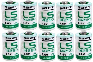 10 סוללות ליטיום LITHIUM דגם 14250 גודל 1/2AA מתח 3.6V 