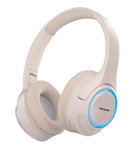 אוזניות Bluetooth אלחוטיות מתקפלות עם תאורת RGB-שחור דגם K-216H BLACK