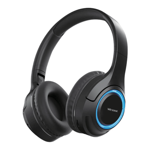 אוזניות Bluetooth אלחוטיות מתקפלות עם תאורת RGB-שחור דגם K-216H BLACK